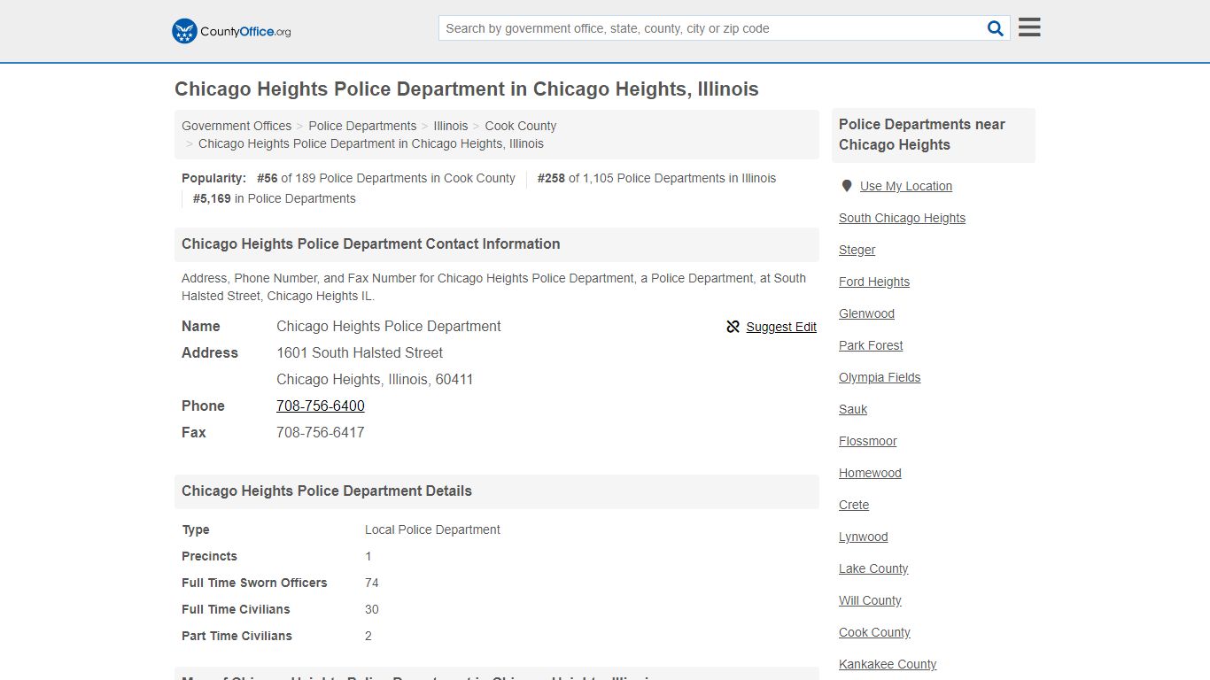 Chicago Heights Police Department - Chicago Heights, IL (Address, Phone ...