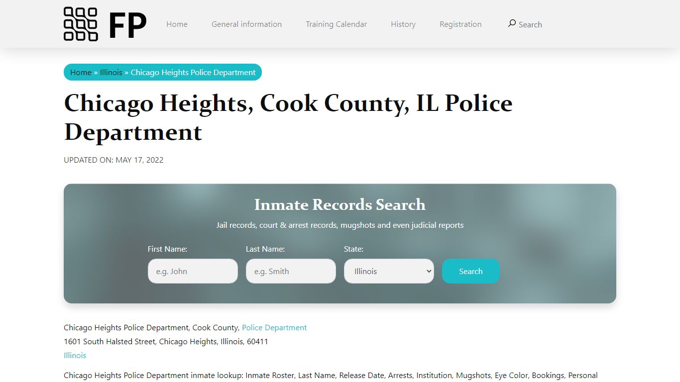 Chicago Heights, IL Police - City Jail Inmates, Arrests